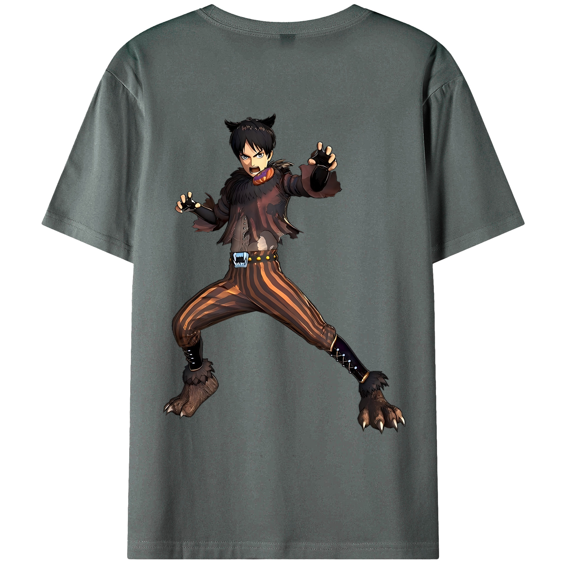 （画像用） 進撃の巨人 エレン･イェーガー Attack on Titan Eren Jäger 綿100％ メンズ半袖Tシャツ（バックプリント） 通気性